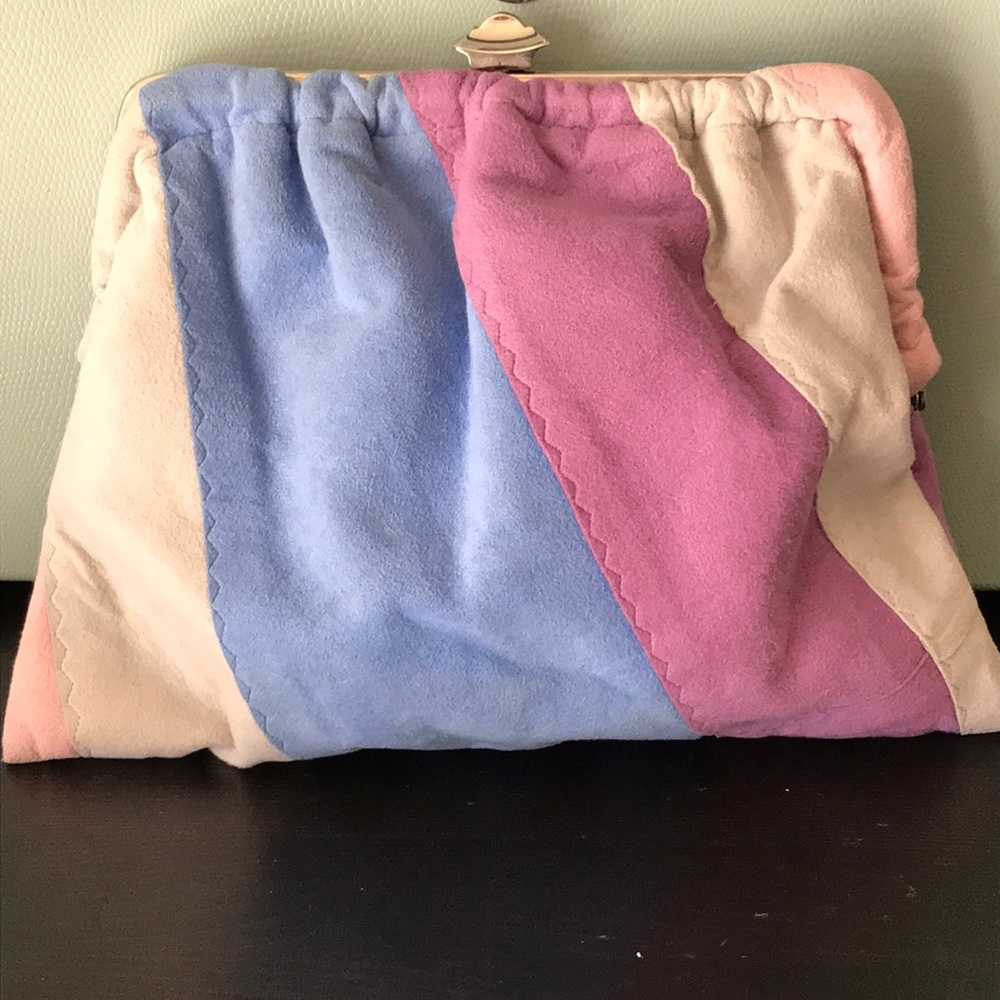 Vintage multicolored suede clutch